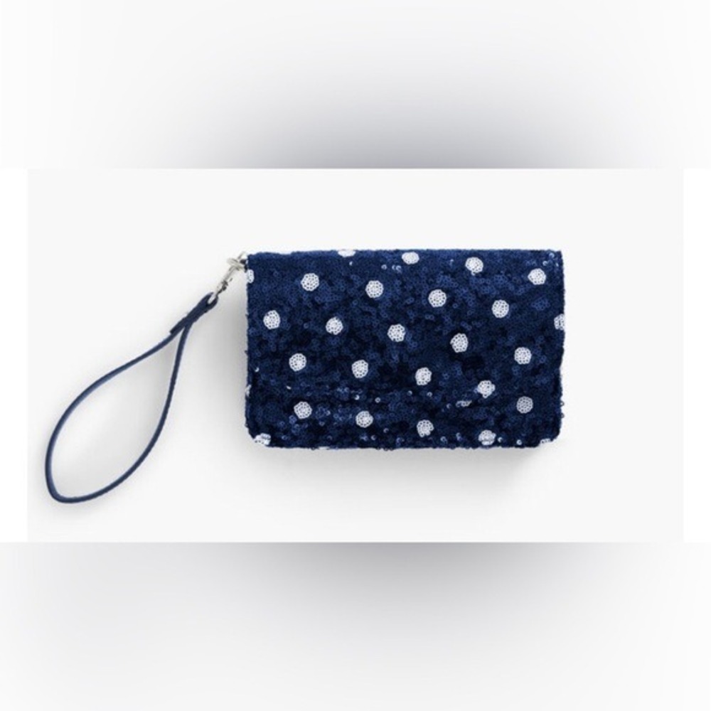 Talbots‎ NWOT Martini Dot Sequin Wristlet-Navy
